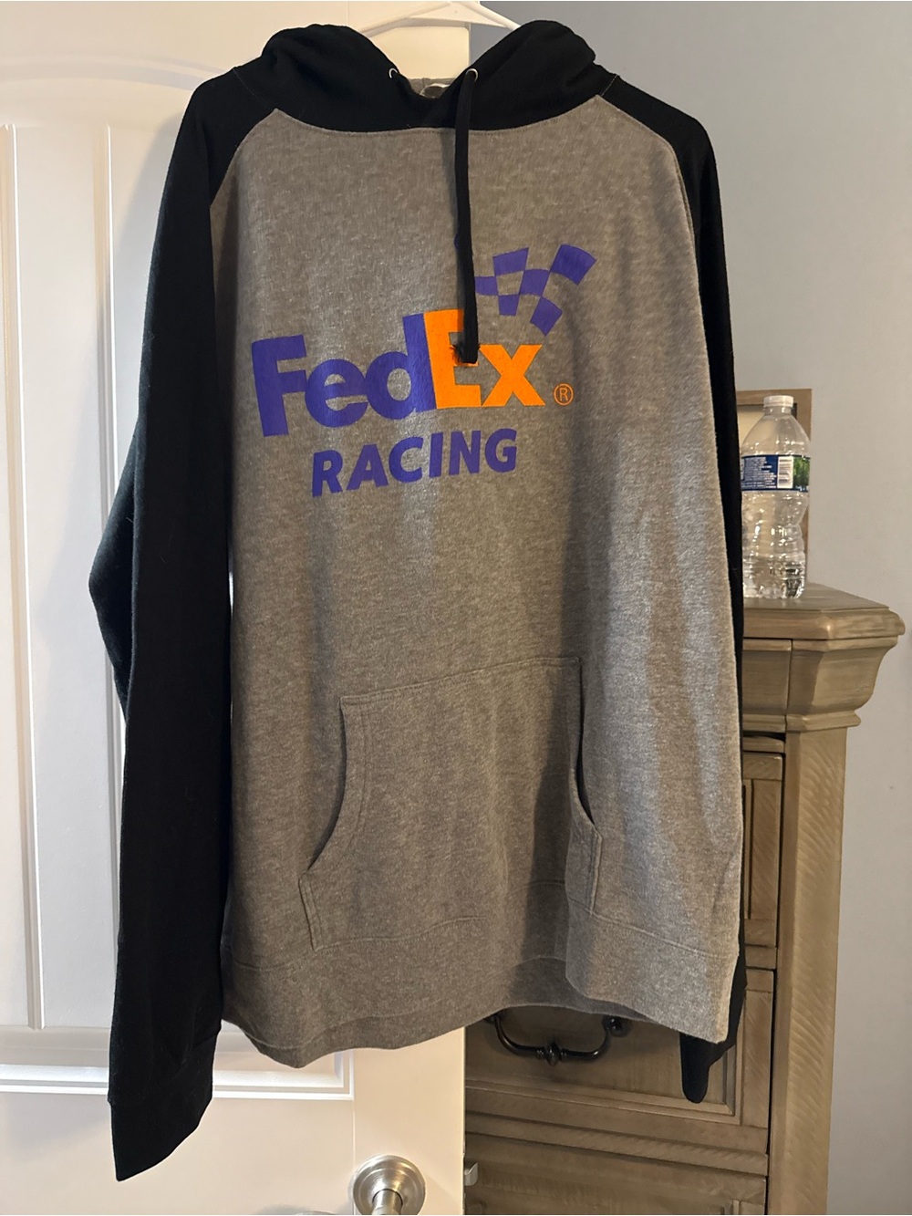Dex Racing Men's Grey and Black Hooded Sweatshirt